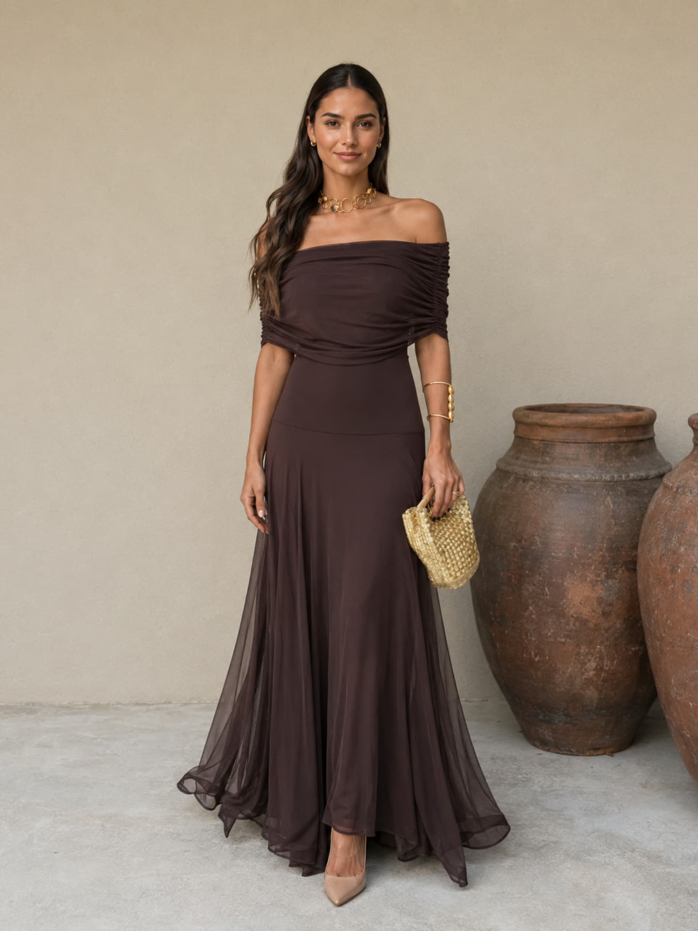 Adriana™ | Vestido marrón estilo Toledo