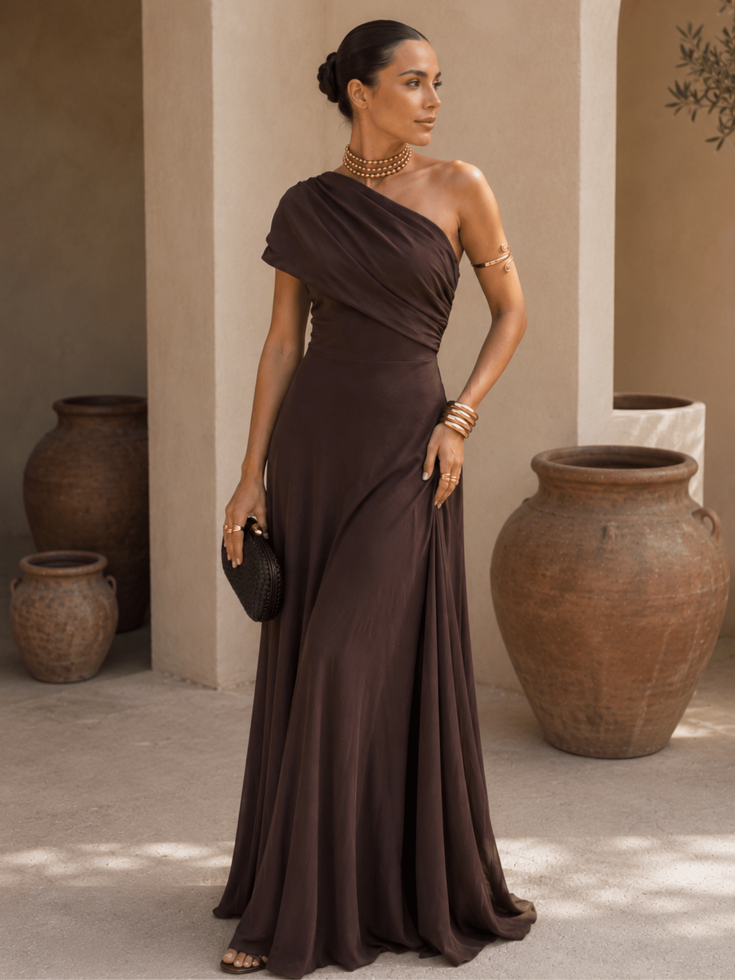 Adriana™ | Vestido marrón estilo Toledo
