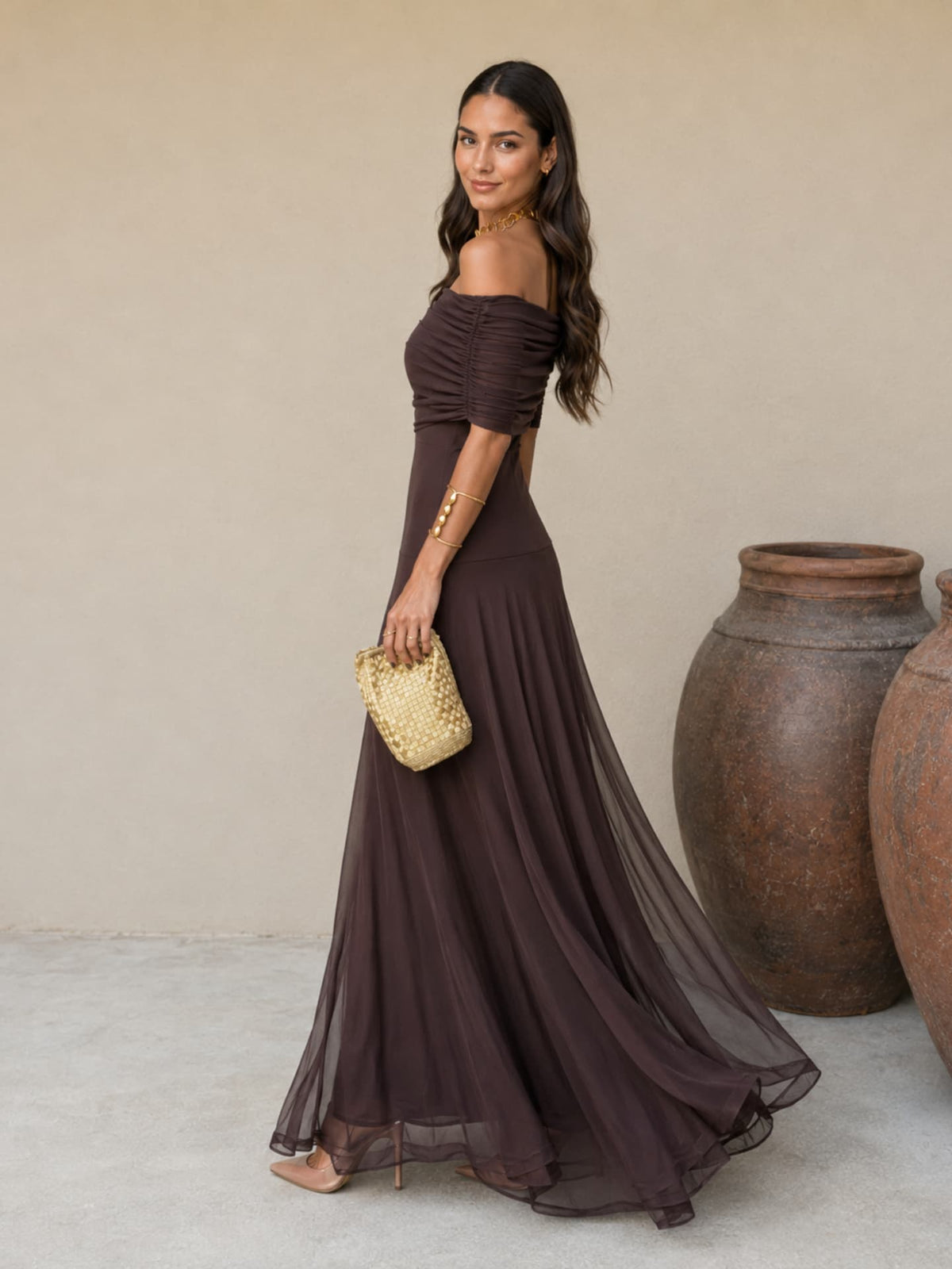 Adriana™ | Vestido marrón estilo Toledo