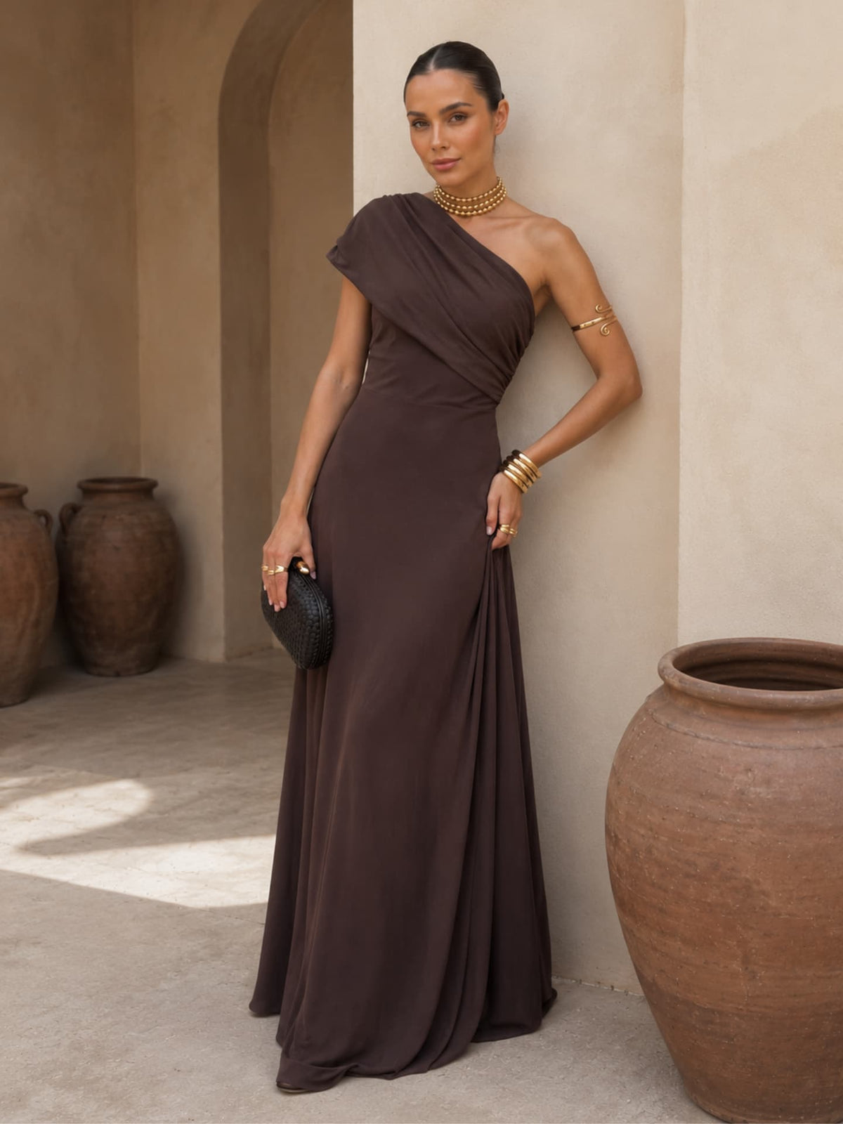 Adriana™ | Vestido marrón estilo Toledo