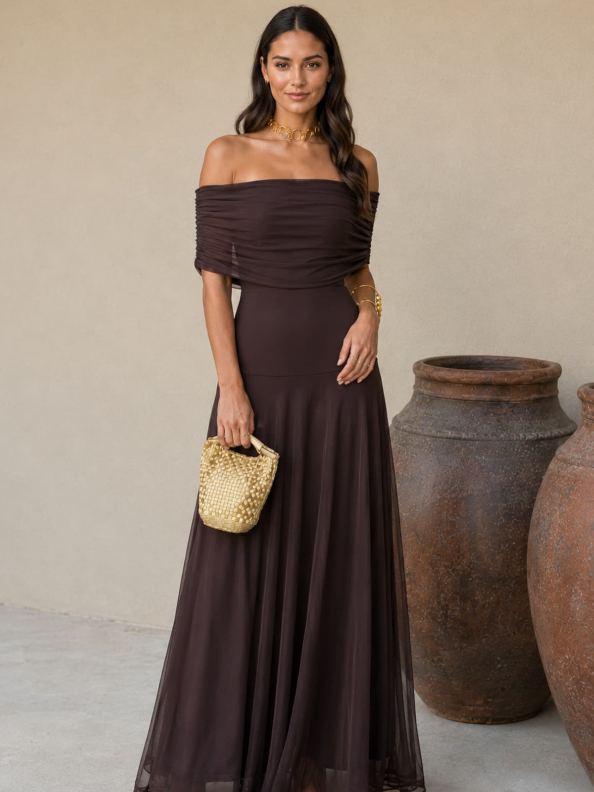 Adriana™ | Vestido marrón estilo Toledo