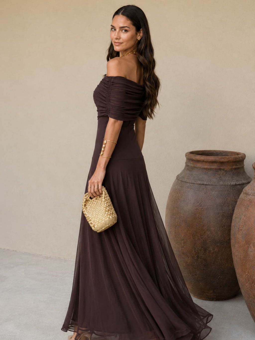 Adriana™ | Vestido marrón estilo Toledo