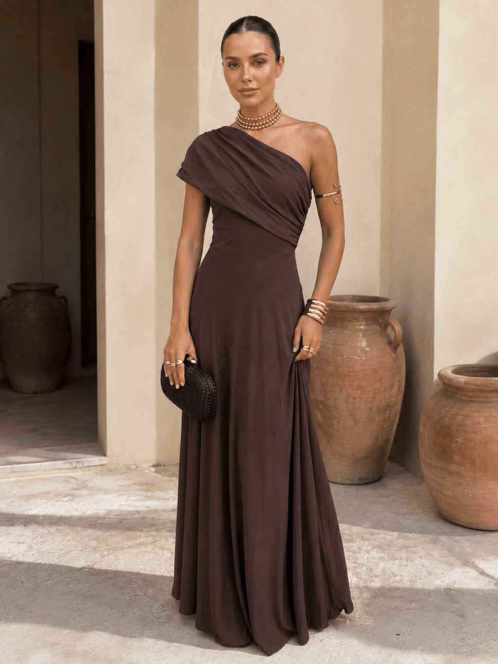 Adriana™ | Vestido marrón estilo Toledo
