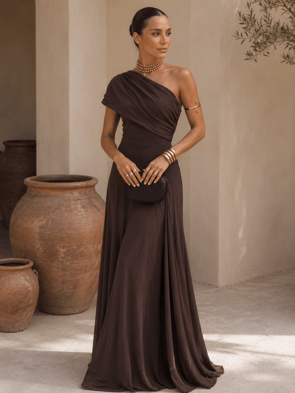 Adriana™ | Vestido marrón estilo Toledo