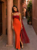 Sofía™ | Vestido largo drapeado de dos tonos